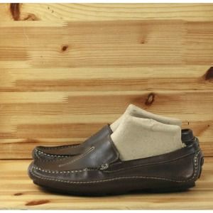 Clarks England Mens Driving Loafer Shoes Brown Leather Moc Toe Slip On Size 9.5M